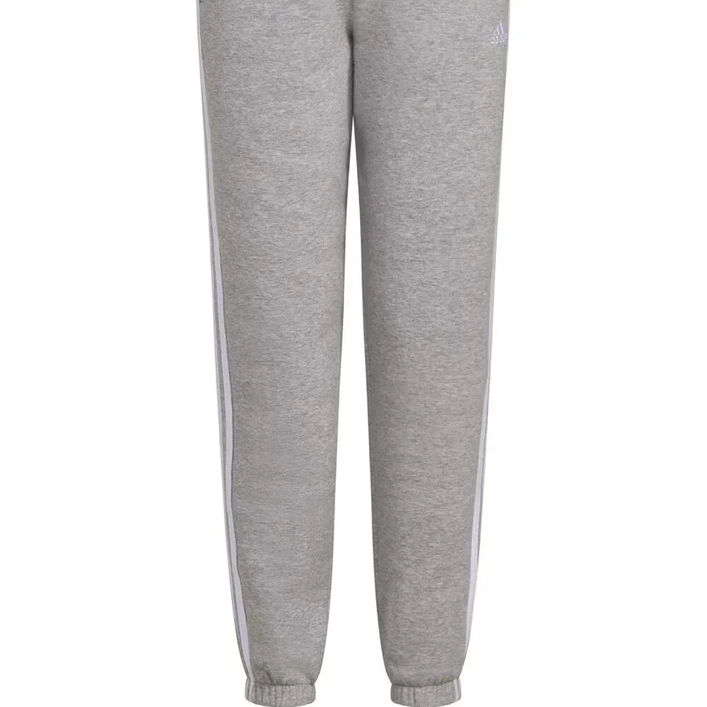 NWT adidas Girls' Elastic Waistband 3-Stripe Cotton Fleece Joggers - Picture 8 of 8